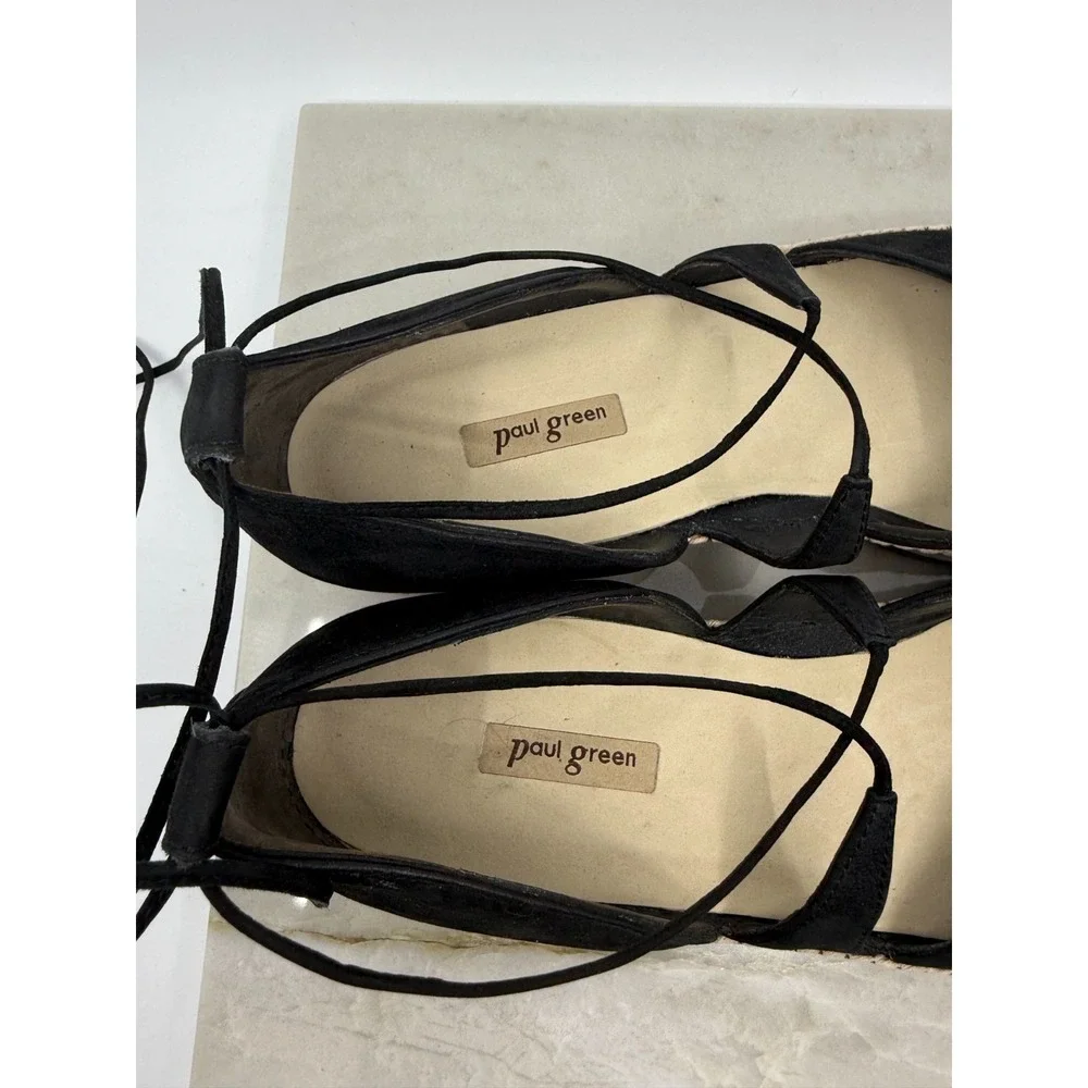 Paul Green Womens Black Marcey Espadrille Lace Up Shoe Size 10.5 Comfort